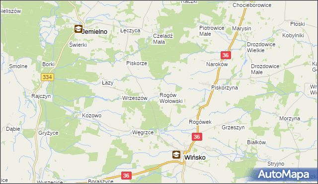 mapa Rogów Wołowski, Rogów Wołowski na mapie Targeo