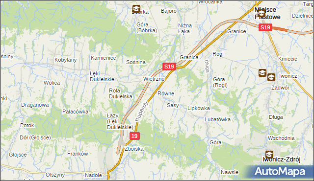 mapa Równe gmina Dukla, Równe gmina Dukla na mapie Targeo