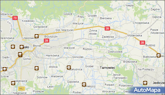 mapa Roztoki gmina Tarnowiec, Roztoki gmina Tarnowiec na mapie Targeo