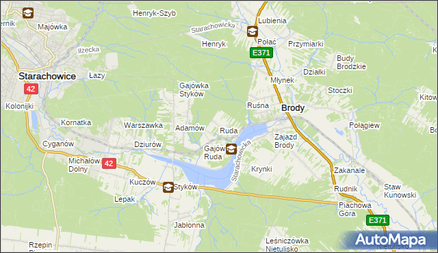 mapa Ruda gmina Brody, Ruda gmina Brody na mapie Targeo