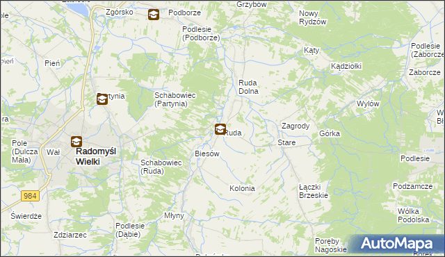 mapa Ruda gmina Radomyśl Wielki, Ruda gmina Radomyśl Wielki na mapie Targeo