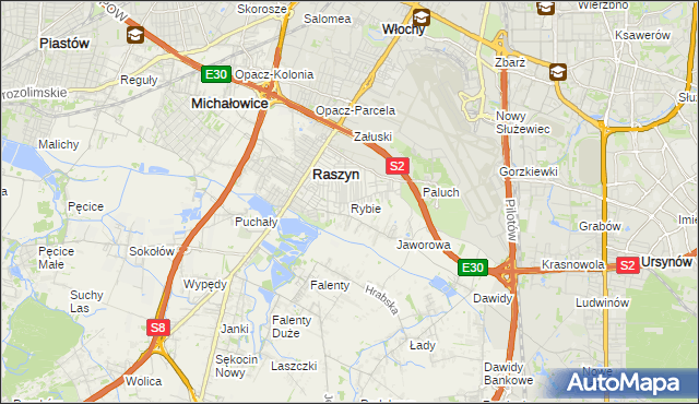 mapa Rybie gmina Raszyn, Rybie gmina Raszyn na mapie Targeo