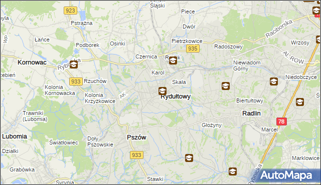 mapa Rydułtowy, Rydułtowy na mapie Targeo
