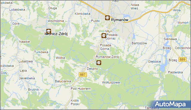 mapa Rymanów-Zdrój, Rymanów-Zdrój na mapie Targeo