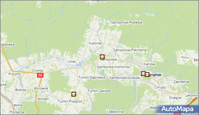 mapa Samsonów, Samsonów na mapie Targeo