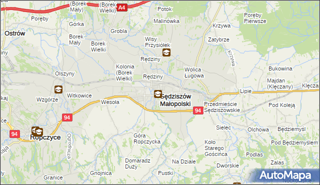 mapa Sędziszów Małopolski, Sędziszów Małopolski na mapie Targeo