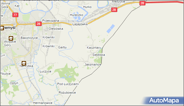 mapa Siedliska gmina Medyka, Siedliska gmina Medyka na mapie Targeo