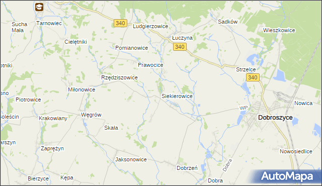 mapa Siekierowice, Siekierowice na mapie Targeo