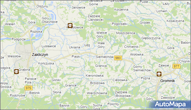 mapa Siemiechów gmina Gromnik, Siemiechów gmina Gromnik na mapie Targeo