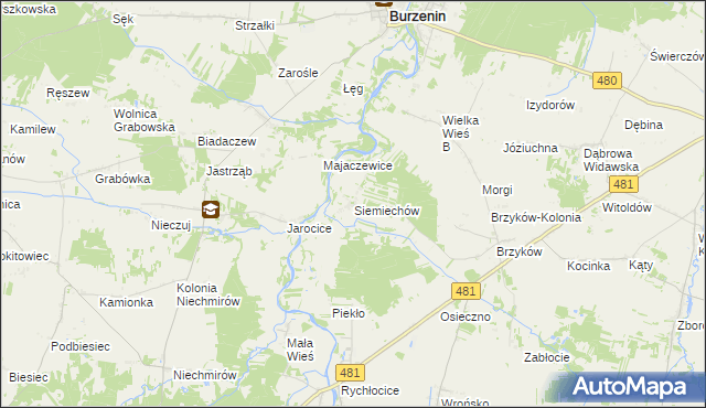 mapa Siemiechów gmina Widawa, Siemiechów gmina Widawa na mapie Targeo