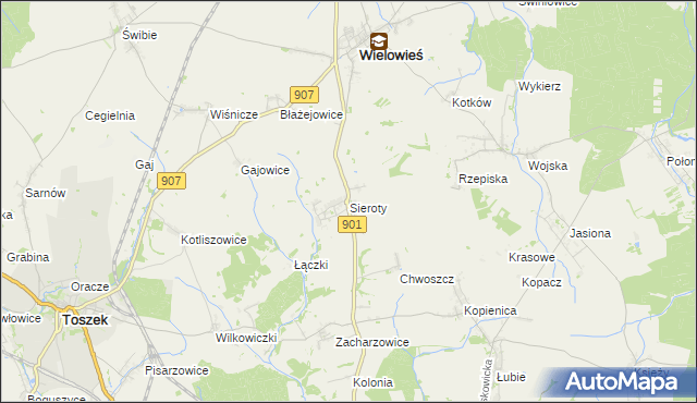 mapa Sieroty, Sieroty na mapie Targeo