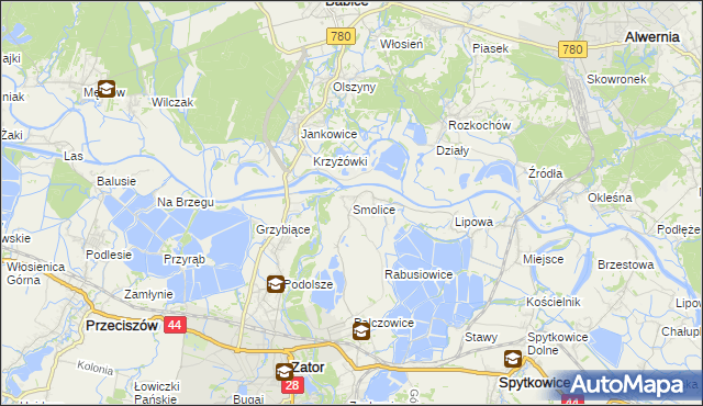 mapa Smolice gmina Zator, Smolice gmina Zator na mapie Targeo