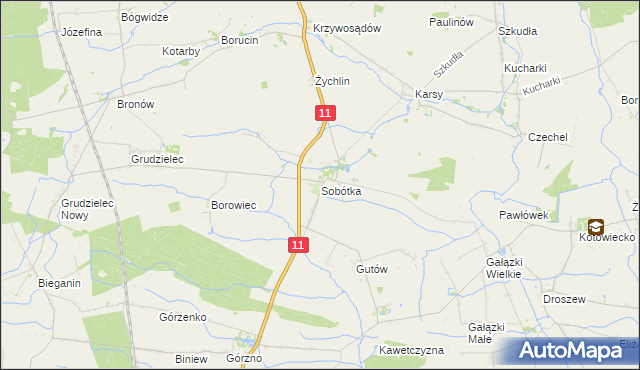 mapa Sobótka gmina Ostrów Wielkopolski, Sobótka gmina Ostrów Wielkopolski na mapie Targeo