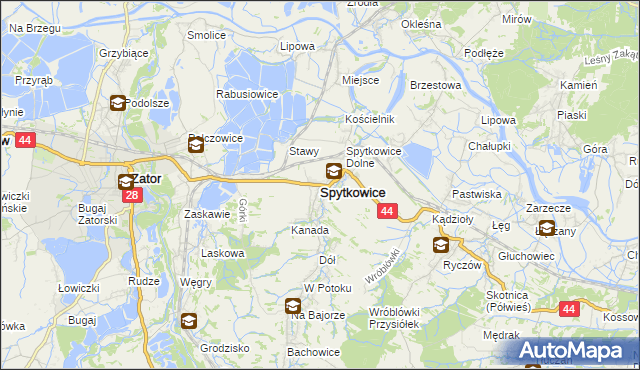 mapa Spytkowice powiat wadowicki, Spytkowice powiat wadowicki na mapie Targeo