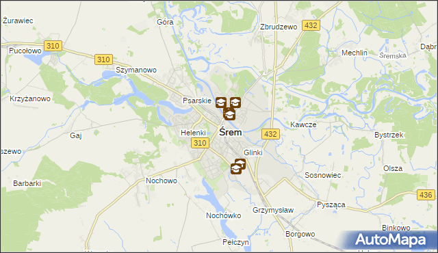 mapa Śrem, Śrem na mapie Targeo