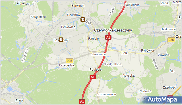 mapa Stanowice gmina Czerwionka-Leszczyny, Stanowice gmina Czerwionka-Leszczyny na mapie Targeo