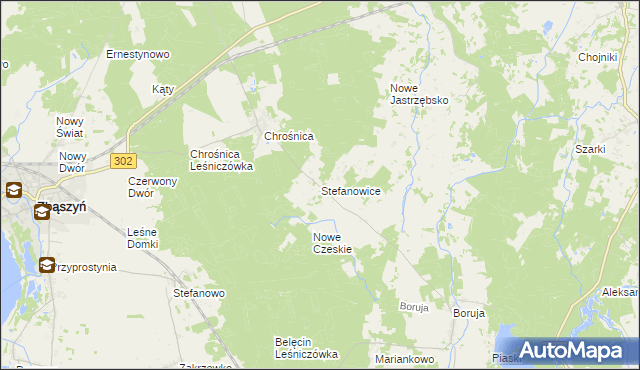 mapa Stefanowice gmina Zbąszyń, Stefanowice gmina Zbąszyń na mapie Targeo