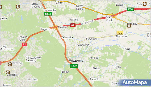 mapa Stefanówka gmina Wiązowna, Stefanówka gmina Wiązowna na mapie Targeo