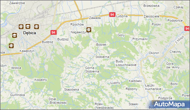 mapa Stobierna gmina Dębica, Stobierna gmina Dębica na mapie Targeo