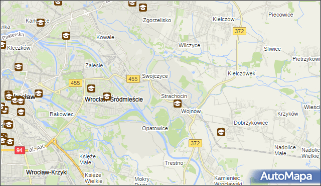 mapa Strachocin gmina Wrocław, Strachocin gmina Wrocław na mapie Targeo