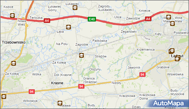 mapa Strażów, Strażów na mapie Targeo