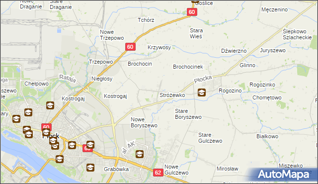 mapa Stróżewko gmina Radzanowo, Stróżewko gmina Radzanowo na mapie Targeo