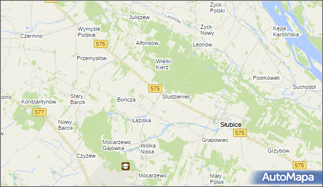 mapa Studzieniec gmina Słubice, Studzieniec gmina Słubice na mapie Targeo