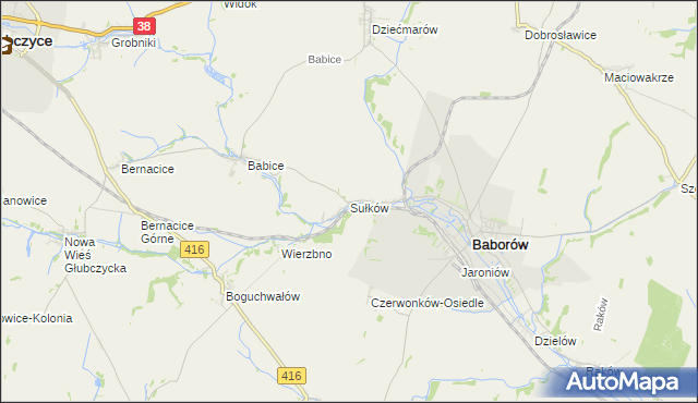 mapa Sułków gmina Baborów, Sułków gmina Baborów na mapie Targeo