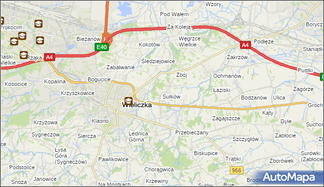 mapa Sułków gmina Wieliczka, Sułków gmina Wieliczka na mapie Targeo