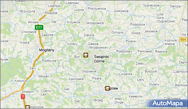 mapa Świątniki Górne, Świątniki Górne na mapie Targeo