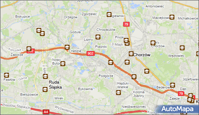 mapa Świętochłowice, Świętochłowice na mapie Targeo