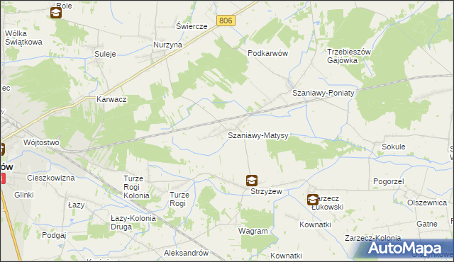 mapa Szaniawy-Matysy, Szaniawy-Matysy na mapie Targeo