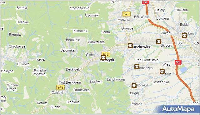 mapa Szczyrk, Szczyrk na mapie Targeo