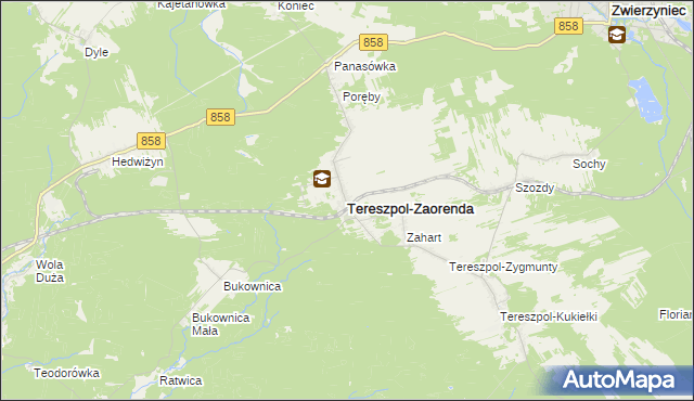 mapa Tereszpol-Zaorenda, Tereszpol-Zaorenda na mapie Targeo