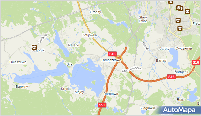 mapa Tomaszkowo, Tomaszkowo na mapie Targeo