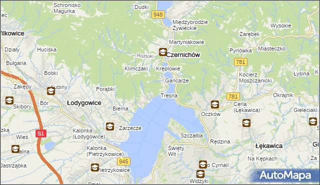 mapa Tresna, Tresna na mapie Targeo