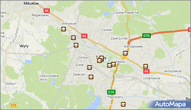 mapa Tychów, Tychy na mapie Targeo