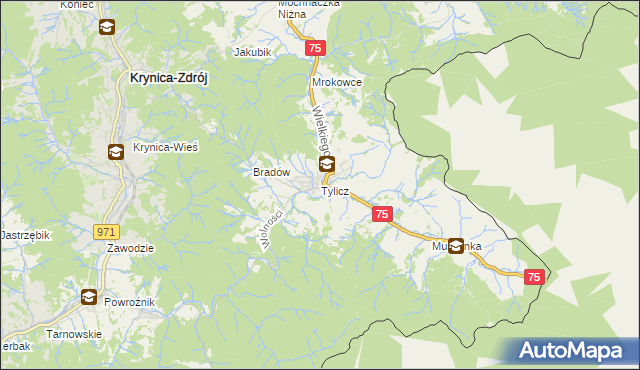 mapa Tylicz, Tylicz na mapie Targeo