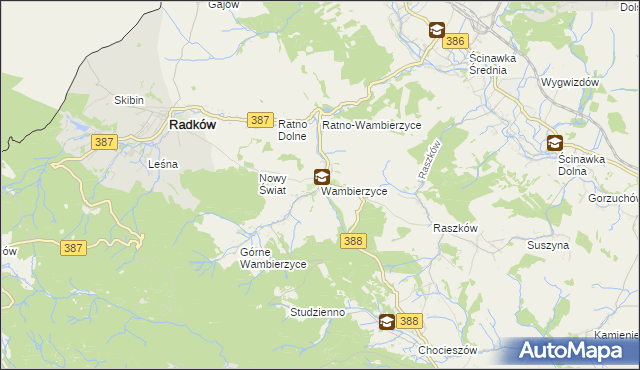 mapa Wambierzyce, Wambierzyce na mapie Targeo