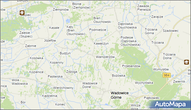 mapa Wampierzów, Wampierzów na mapie Targeo