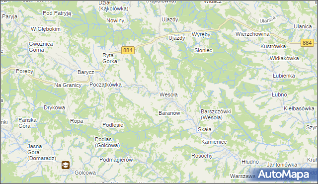 mapa Wesoła gmina Nozdrzec, Wesoła gmina Nozdrzec na mapie Targeo