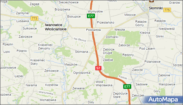 mapa Widoma gmina Iwanowice, Widoma gmina Iwanowice na mapie Targeo
