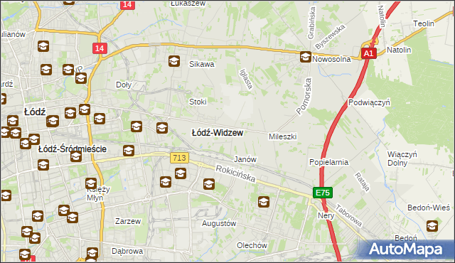 mapa Widzew, Widzew na mapie Targeo
