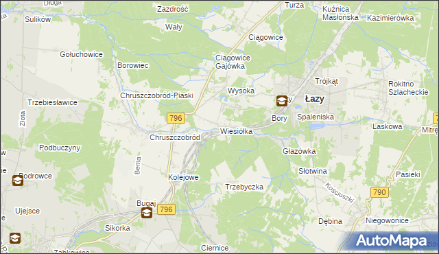 mapa Wiesiółka gmina Łazy, Wiesiółka gmina Łazy na mapie Targeo