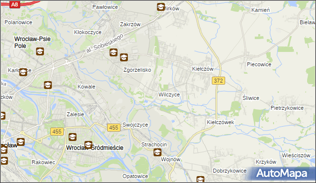 mapa Wilczyce gmina Długołęka, Wilczyce gmina Długołęka na mapie Targeo