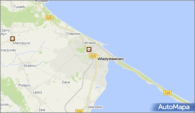 mapa Władysławowo powiat pucki, Władysławowo powiat pucki na mapie Targeo
