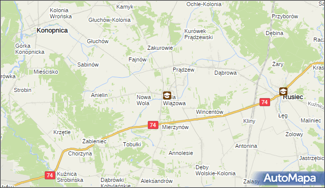 mapa Wola Wiązowa, Wola Wiązowa na mapie Targeo