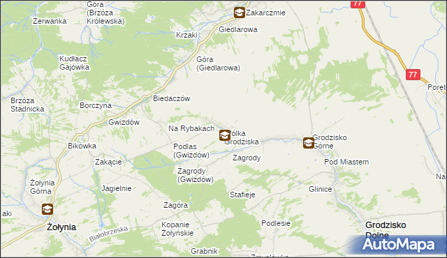 mapa Wólka Grodziska gmina Grodzisko Dolne, Wólka Grodziska gmina Grodzisko Dolne na mapie Targeo
