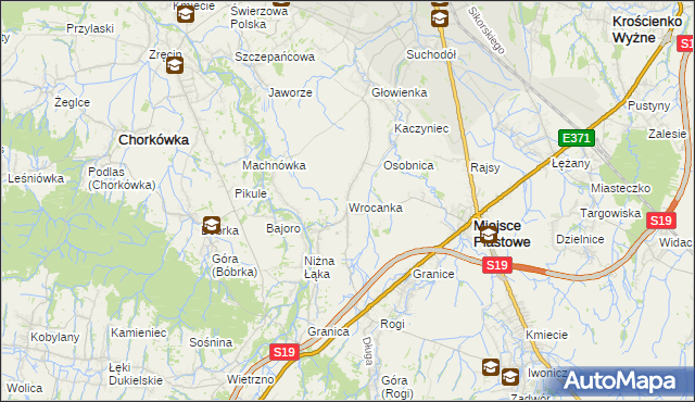 mapa Wrocanka gmina Miejsce Piastowe, Wrocanka gmina Miejsce Piastowe na mapie Targeo