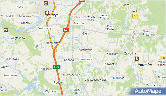 mapa Wylezin gmina Tarczyn, Wylezin gmina Tarczyn na mapie Targeo
